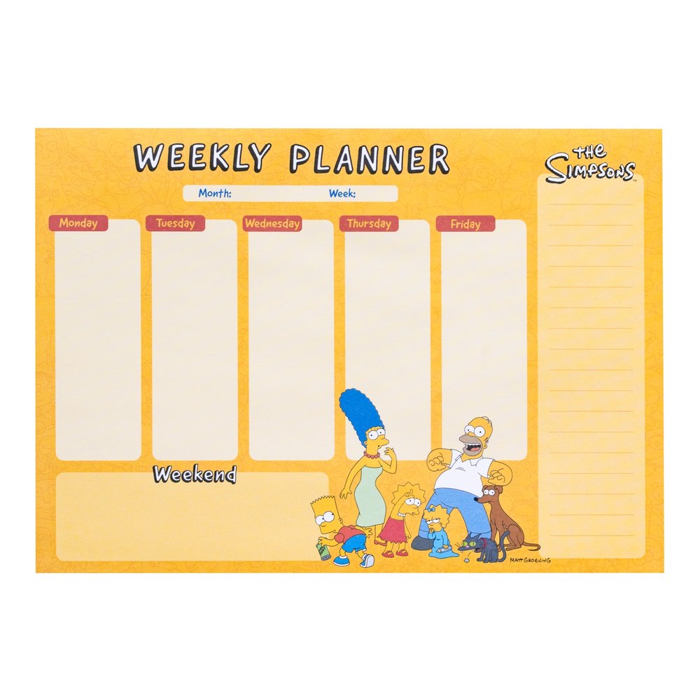 Grupo Erik The Simpsons - A4 Weekly Planificateur/Organisateur - Multicolore